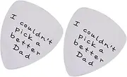 OFFIGAM 2pcs Titanium Steel Guitar Picks with Creative Letter Design Lightweight Plectrum for Dad Musical Instrument present Durable Workmanship Silver Color