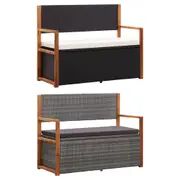 Storage Bench Box Garden Bench Furniture Solid Acacia Wood Poly Rattan vidaXL
