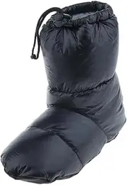 [TENOL] White Goose Down Slippers Winter Warm Camping Tent Foot Booties, Black L