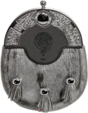 Sim Dress Sporran 3 Tassels Studded Celtic Arch Scottish Clan Crest