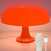 HHAUS Funky LED Bedside Lamp (Orange) | Cute Night Light for Kids | USB Desk Lamp | Remote Controlled | Timer Function | Soft Reading Light | Relaxing Ambience | Warm Decor Lighting | Clean Design