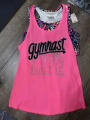 Justice sz 16 gymnast life pink tank w leopard sports bra nwt