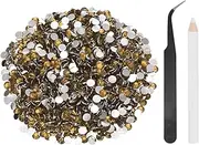 uxcell 1500pcs Flatback Rhinestones Resin, SS30 6mm Resin Rhinestones Bulk Round Shine Gems with Pickup Tools for DIY Nail Art Tumblers Mugs Clothes, Golden Yellow