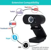 Webcam with Microphone1080p HD Streaming Computer Web Camera USB Cable for PC La