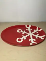 Target Home BE MERRY Red WHITE Snowflakes 18” Oval Platter Holiday 2010