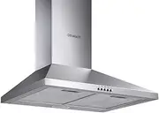 Devanti Range Hood 60cm 600mm Rangehood Kitchen Canopy Chimney Wall Mount, Stainless Steel Over Stove Vent, 3 Speed Exhaust Fan Aluminium Filters LED Lights Silver