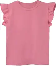 [GLEAMING GRAIN] Toddler Girls Ruffle Sleeve T-Shirt Plain Tank Tops Basic Blouse for Girl