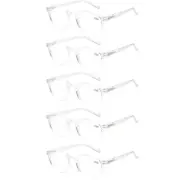 5 Pairs Reading Glasses - Standard Fit Spring Hinge Readers Glasses for Men a...