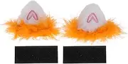 X AUTOHAUX Motorcycle Helmet Accessories Decoration Heart Cat Ears with Orange Fluff for Motorcycle Bicycle Skiing Helmets White Plush Stickers 1 Set