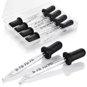 8Pc Glass Pipette Dropper 1Ml W/ Bent & Straight Tips for Oils Lab