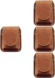 [TOBBOMEY] 4pcs Lighter Protective Cover Belt Clip Keychain Glow Blue Small Lighter Refill Zip Performance Firelighters Coin Durable Cigarette Case with Zippy Fire Leather Brown
