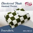 Dreamaker Checkered Plush Heated Throw Olive & Cream 200 X 180Cm