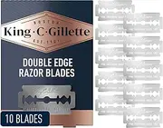 King C. Gillette Double Edge Safety Razor Blades 10 count, Stainless Steel Platinum Coated Blades