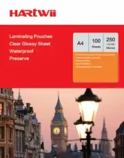 Hartwiis 100 Sheet A4 Glossy Clear Laminating Pouches Film 250 Micron 303x216mm