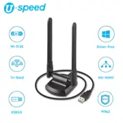 WiFi6E Tri-band AX5400 USB3.0 WiFi Adapter Wireless Network Card w/6dBi Antenna