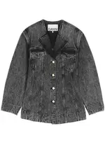 Ganni Acid-wash Denim Blazer - Black - 10 10