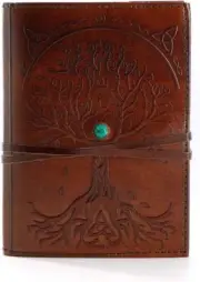 Leather Journal Refillable Lined Paper Tree of Life Handmade writing Notebook