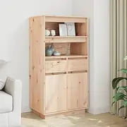 Solid Wood Pine Highboard - Dining Room Storage Cabinet, Kitchen Buffet Table, Side Cabinets, Living Room Furniture, 60x40x116.5cm
