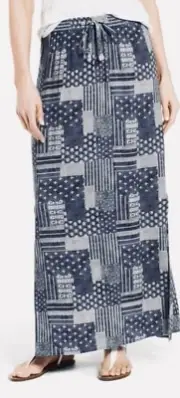 CASLON MAXI SKIRT NWT BATIC PRINT BOHO CHIC SIDE SLITS MEDIUM DRAWSTRING WAIST M