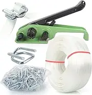 Heavy Duty Pallet Strapping Tools Kit - 3/4" x 328' Woven Cord Strapping Kit, 2000 lbs Break Strength, Strapping Tensioner Tool, 50pcs Reusable Buckles