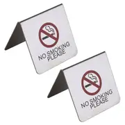 2x Sandleford 6.5cm No Smoking Warning Sign A-Frame Steel Tabletop/Desk Signage