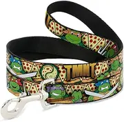 Buckle-Down"Classic TMNT Turtle Poses/Pizza Slices" Pet Leash, 6'-1.5"