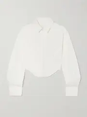 [DION LEE] DION LEE - Cropped Cotton-blend Poplin Shirt - White - UK 14 UK 14 White
