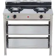 Auscrown Double LPG Gas Wok Burner Built In Stainless Steel Stand