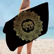 Golden Indian Mandala and Elephant Microfiber Beach Towel