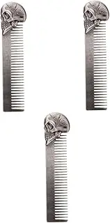 Mikinona 3pcs Skull Style Comb Retro Design for Beard Professional Hair Styling Tool Easy to Operate