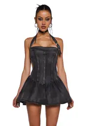 Punk Contradictions Halter Dress - Black
