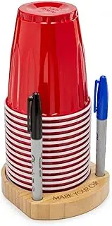 Truvalent Party Cup Holder with Marker Slots, Perfect for Any Occasion! Made from Wood