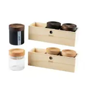 Ryot 3 Glass Jar Box - Beech / Walnut Lid | Herb Storage Container