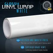 Gloss White Glossy Vinyl Wrap Film Decal Bubble Free Air Release - 36" x 60" In (for: BMW)