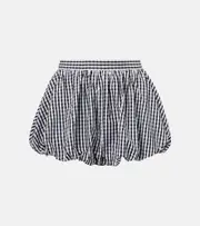 [Faithfull] Faithfull Gingham gathered cotton poplin shorts AU 16 black