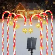 6 Pack 19" Christmas Solar Candy Cane Pathway Markers Walkway Lights Xmas Decor