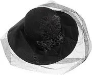 [GAROZATION] Fascinator Hat for Women Mesh Top Hat Wide Brim for Tea Party Wedding Banquet Occasions