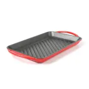 Enameled Cast Iron Rectangular Grill Pan with Double Loop Handles, Rectangula...