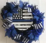 Thin Blue Line Wreath, Support Police Wreath Decor, Everyday Wreath, Best Seller
