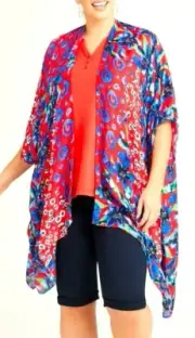 TS TAKING SHAPE One Size Fits All OSFA The Bold Patchwork Cape light layer NWT!