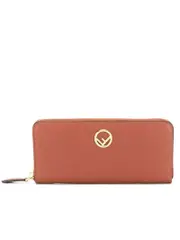 Fendi F Gold Logo Zip-Around Wallet