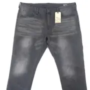 BUFFALO DAVID BITTON FADED GRAY BLACK STORY 40X30 SLIM ASH STRETCH JEANS MENS
