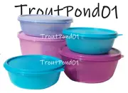 Tupperware Set 5 Modular Nesting Bowls Salad Soup Cereal Leftovers Purple + Blue