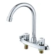 Double Hole Handle Kitchen Faucet Brass Rotary Hot And Cold Basin Sink Mixer Tap Sink Water Mixer Washbasin Kitchen Faucet