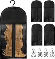 Wig Storage Bags with Hanger - Dust-Proof Wig Organizer Storage Bags Hair Extension Holder - Clear Wig Hanger, Portable Hairpieces Storage Bag Wig Travel Case for Hair Extensions, Wigs