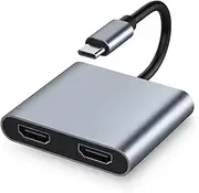 USB-C to Dual HDMI Adapter | 100W PD USB Type-C to Dual Monitor HDMI Adapter | 4K UHD Ultra High Definition HDMI Splitter Multi-Connector for Double Displays | USB-C Hub Monitors Adaptor