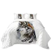 Magnificent Art Native American Wolf Coverlet
