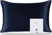 ZIMASILK 100% Mulberry Silk Pillowcase for Hair & Skin, 19 Momme Both Sides Pure Silk, 600 Thread Count, Hidden Zipper, 1pc (Queen 20"x30", Navy Blue)