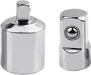 2 Pieces Socket Adapter & Reducer Compatible For W/Driver Ratchet Sockets1/2" To 1/4" 1/4" To 1/2" Silver