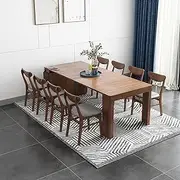 Large Dining Table for 4-8 People, Extendable Kitchen Table with 8 Dining Chairs, Metal Frames and Multilayer Solid Wood Panels, Space Saving